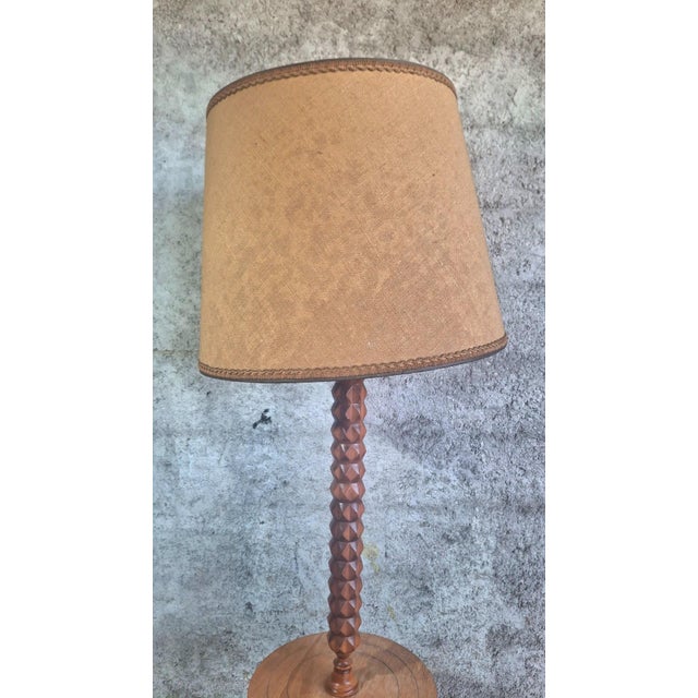 Louis XIII Floor Lamp with Integrated Table in Turned Wood, 1950s For Sale - Image 6 of 7