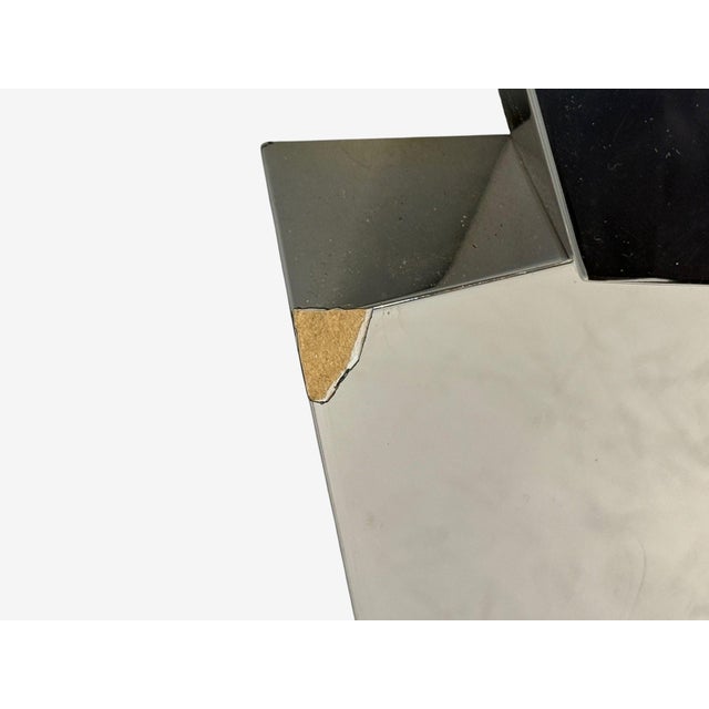 Metal Brutalist Style, Geometric Chrome Wall Mirror, American, 2010s For Sale - Image 7 of 9
