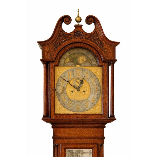 Approx: 125 Years Old Deep ‘Bong’ Chime Quarter Sawn Oak Original Movement, Weights, Pendulum & All Parts Clock Case Was...