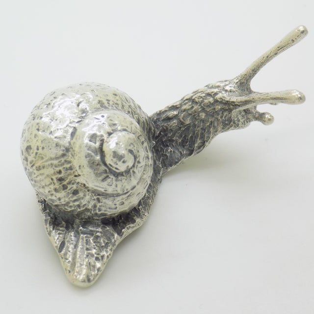 Vintage Italian Genuine Silver 800 Life-Size Snail Figurine by Arezzo Silversmith Ar 100, 1970s For Sale - Image 13 of 13