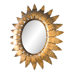 Vintage 1960s Spanish Sun Mirror in Gilded Metal