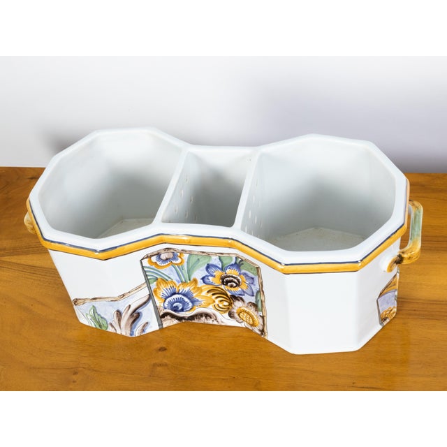Late 20th Century Faïence Tiffany & Co Wine Cooler Hand Painted with Floral Motifs in France For Sale In Atlanta - Image 6 of 11