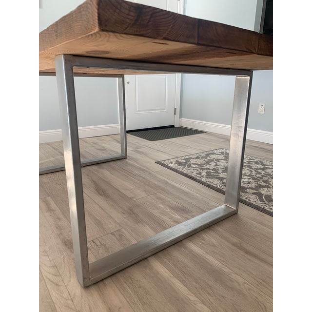 Restoration Hardware Artisan Crafted 100 Year Old Barnwood Farmer's Table For Sale - Image 4 of 7