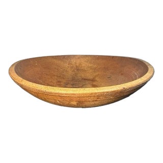Antique American Primitive Hand-Turned Maple Wood Out of Round Dough Bowl For Sale