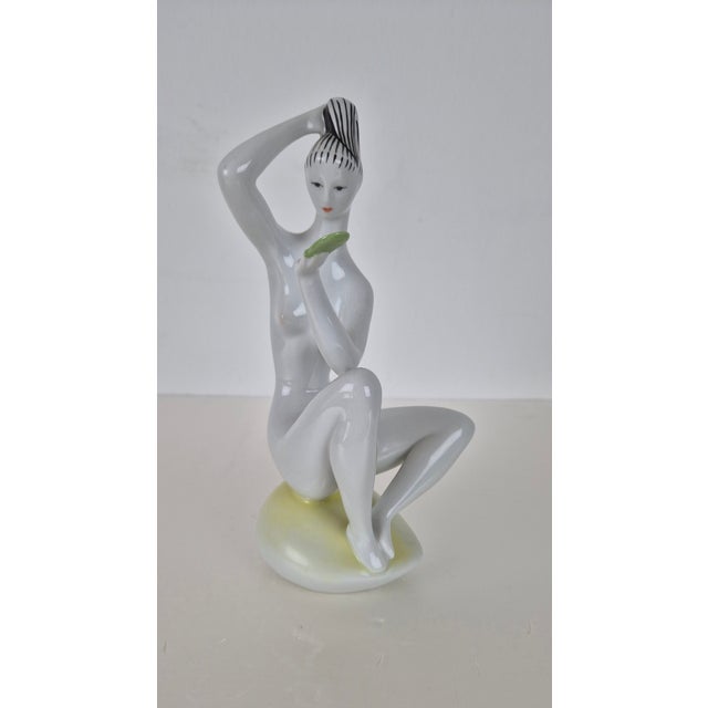 Stunning hand-painted Zsolnay porcelain figure by the well-known Hungarian artist János Török also called "Virgin in the...