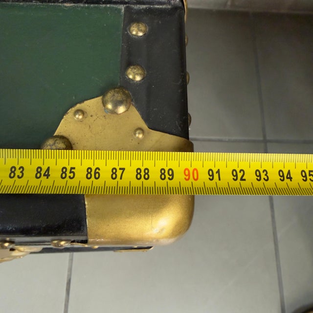 20th Century Green Wood and Metal Travel Trunk For Sale - Image 9 of 11