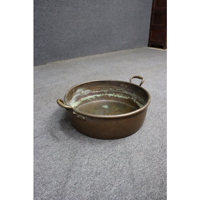 Antique French Copper Jam Pan With Riveted Brass Handles For Sale In Philadelphia - Image 6 of 10
