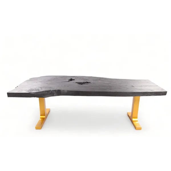 Contemporary 98" Inch Black Living Edge Desk or Dining Table For Sale - Image 3 of 8