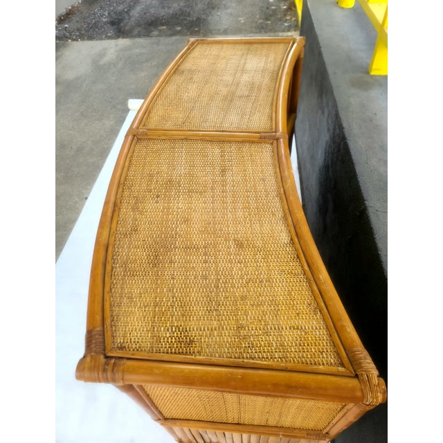 Vintage Bamboo Cane Curved Tiki Bar For Sale - Image 4 of 10