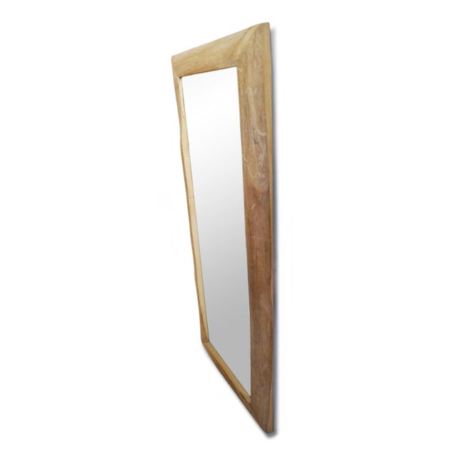 Contemporary Simple Vintage Rustic Elm Wood Mirror For Sale - Image 3 of 5