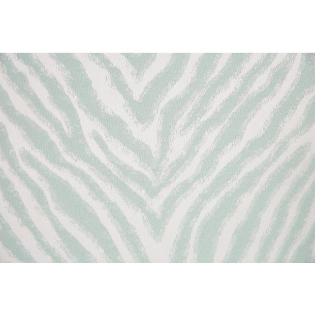 Hollywood Regency Light Green Sateen Zebra Pillow Covers, a Pair For Sale - Image 3 of 5