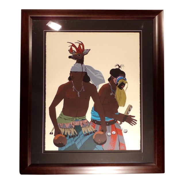 Louis De Mayo "The Yaqui Deer Dancer" Signed Framed Art Serigraph For Sale