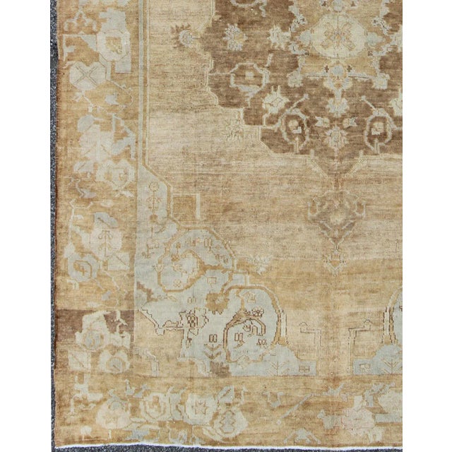 Tribal Vintage Turkish Kars Rug With Floral Medallion in Camel, Tan, Taupe, Gray, Sand 7′5″ × 10′8″ For Sale - Image 3 of 12