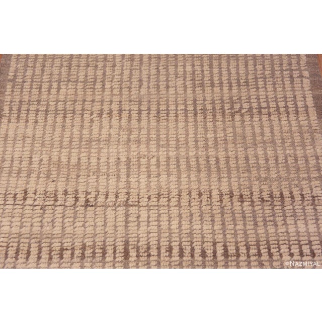 Contemporary Nazmiyal Collection Minimalist Neutral Light Cream Contemporary Runner Rug For Sale - Image 3 of 6