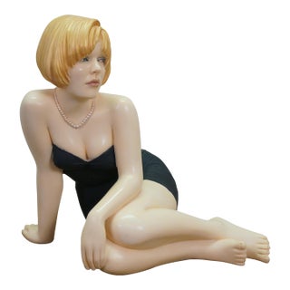 Emily Kaufman "Nya" Resin Blonde Woman Cocktail Dress Art Sculpture Statue 23" For Sale