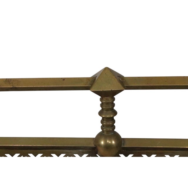 Antique Victorian Brass Fireplace Fender For Sale - Image 10 of 12