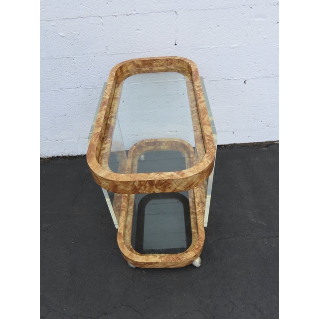 Lucite Two Tier Glass Top Bar Buffet Server Tea Coffee Cart 6395 For Sale - Image 10 of 16