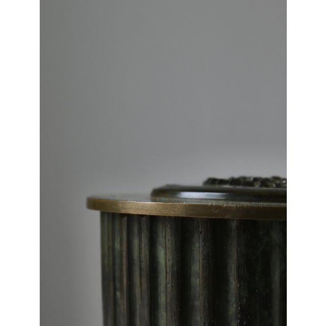 Gold Art Deco Patinated Bronze Fluted Vase / Lidded Jar, Denmark, 1930s For Sale - Image 8 of 18