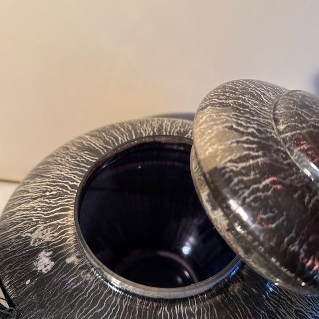 2010s John-Richard Contemporary Metallic Lava Glaze Lidded Jars - Set of 3 For Sale - Image 5 of 8