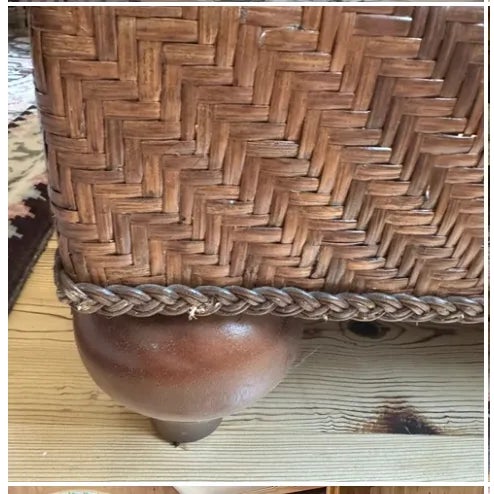 2000 - 2009 Lexington Woven Sofa With Floral Cushions With Matching Chair and Ottoman For Sale - Image 5 of 17