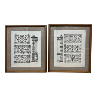 Soicher Marin Jean Berain the Elder Style Architectural Engravings, Set of Two For Sale