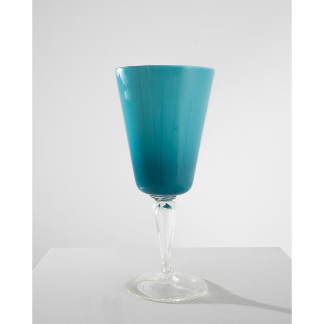 1960s Italian Teal Glass Goblet For Sale - Image 10 of 18