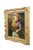 Vintage oil painting on linen titled Gathering Twigs, after Morgan Weistling. Ornate gold resin frame with pierced...