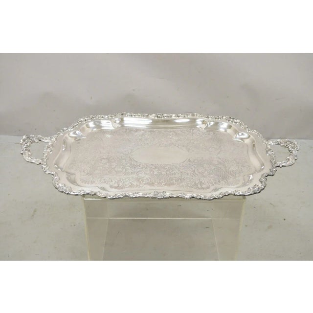 Vintage Community Ascot 0316-10 Silver Plated Ornate Twin Handle Serving Platter Tray. Item features large impressive...