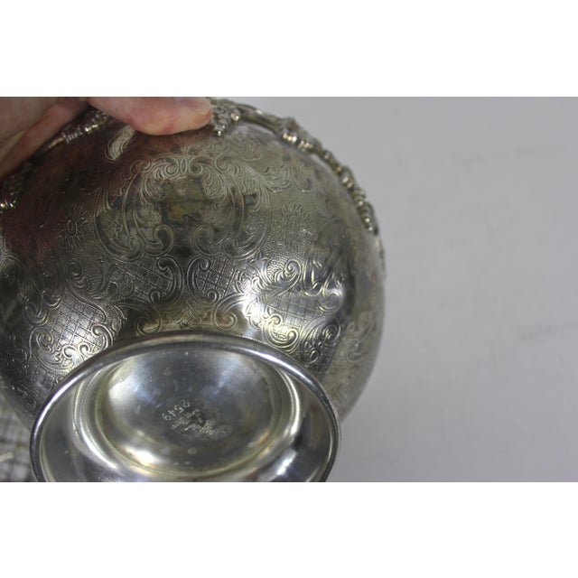 Embossed Silver Plate Pedestal Rose Bowl Double Wire Frog Vintage Two Piece Pansy Holder Vase for Flower Arranging, Bouquet, Ikebana, Patina For Sale - Image 9 of 12