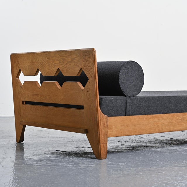 Vintage Oak Bed by René Gabriel, Lieuvin, 1948 For Sale - Image 11 of 14