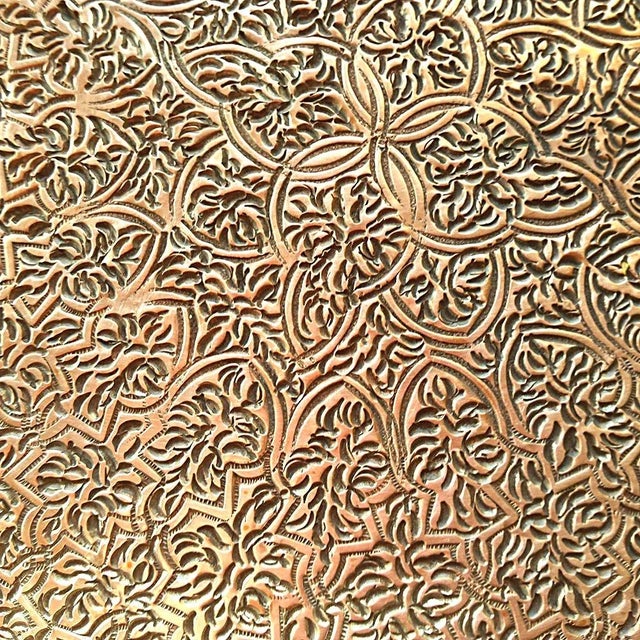 Vintage Hand Crafted Moorish Round Copper Tray For Sale - Image 3 of 8