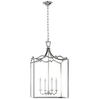 Chapman & Myers for Visual Comfort Signature Darlana Medium Fancy Lantern in Polished Nickel For Sale