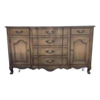 French Provincial Credenza Sideboard | Vintage Buffet Cabinet With Serpentine Front For Sale