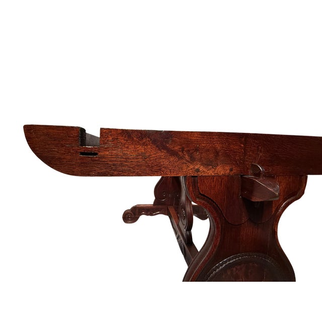 Antique French Oak & Elm Trestle Base Dining Table For Sale - Image 9 of 11