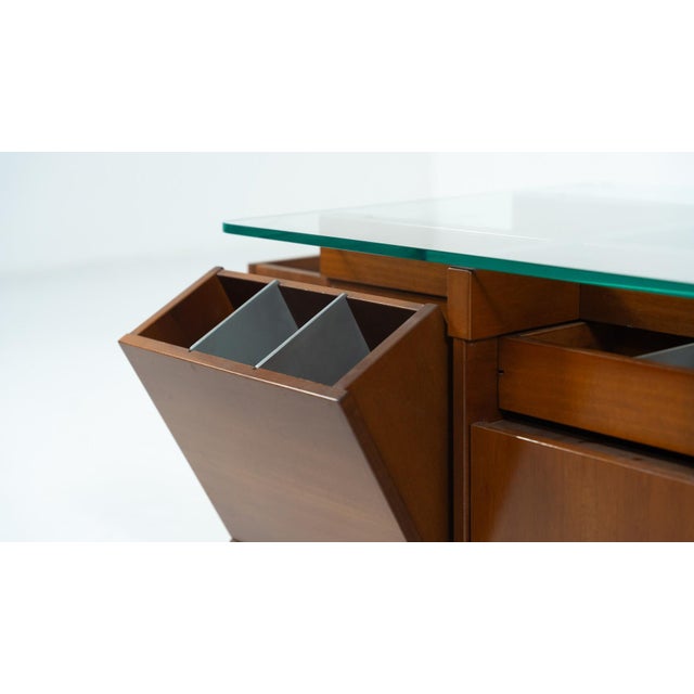 Mid-Century Modern Coffee Table with Wood and Glass Compartments, Italy, 1970s For Sale - Image 6 of 14