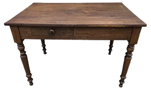 Antique Oak Farm Table with Drawer