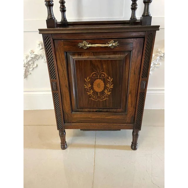 Antique Victorian Rosewood Marquetry Inlaid Coal Box, 1880s For Sale - Image 4 of 11