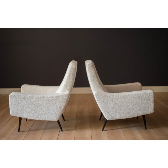 White Mid Century Modern Bouclé French Club Lounge Chairs by Beka, 1950's For Sale - Image 8 of 14