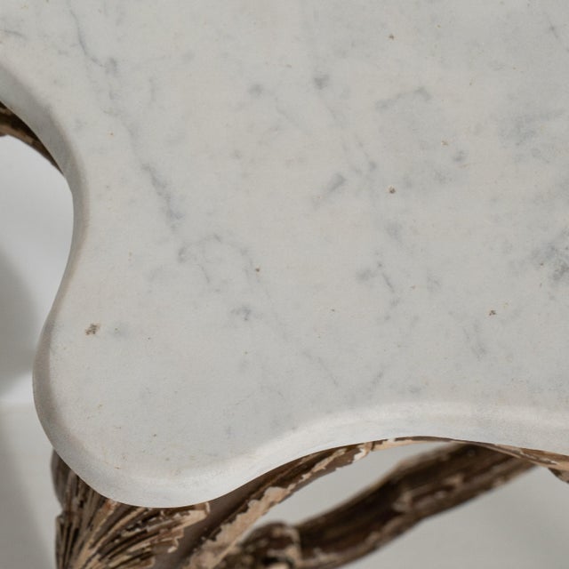 Wood Baroque Patinated Console Table with Marble Top, Antique, France, 19th Century For Sale - Image 7 of 12