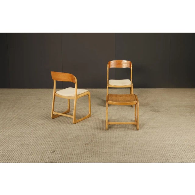 Baumann France Pair of 1970s Bentwood Chairs & Caned Ottoman by Baumann France, Signed For Sale - Image 4 of 18