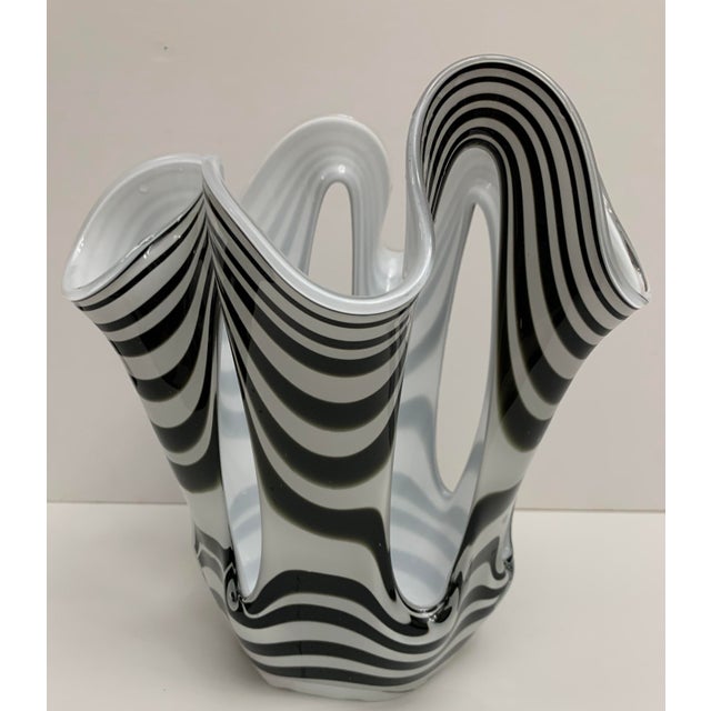 Krosno Art Glass Ruffled Stretched Loop Vase Chairish