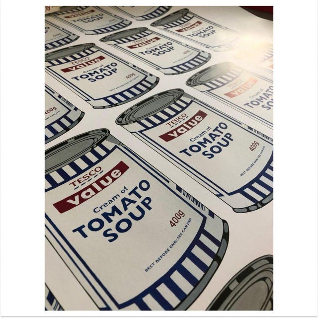 Banksy (after) Tesco Value Cream of Tomato Soup Cans, 2006 Offset printing Signature in the plate at the bottom right....