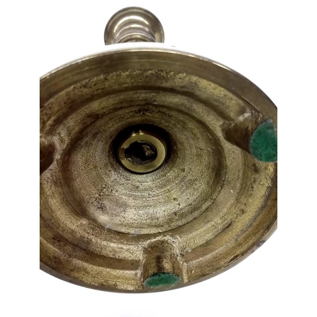 Vintage Solid Heavy Brass Candle Holder For Sale - Image 4 of 8