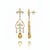 Fleur De Lis Chandelier Earrings Studs With Citrine in Silver, Gold, A Pair For Sale - Image 4 of 6