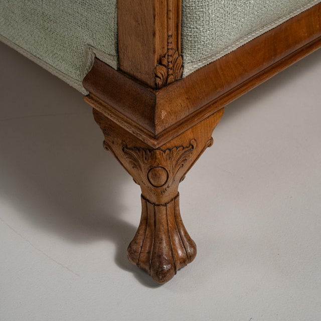 Wood Mid 20th Century Pair of Eclectic Upholstered Armchairs with Rattan Accents For Sale - Image 7 of 13