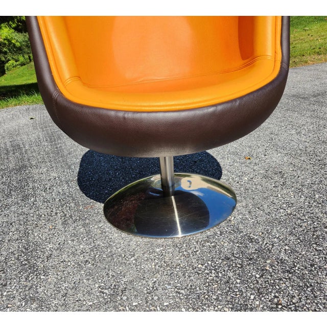 1960s MidCentury Modern Leather Swivel Chair Chairish