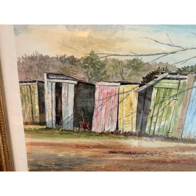“Rainbow Row” by David A. Clark depicts the colorful historic bathhouses and outhouses of the former Edingsville Beach...