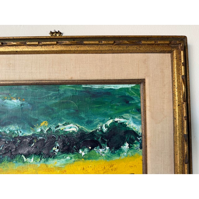 Wood 1966 Vintage Goldberg Mixed Media Impressionist Oil on Canvas Painting, Framed For Sale - Image 7 of 12