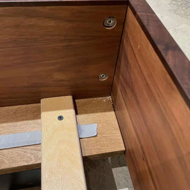 Danish Modern King Walnut Platform Bedframe With Floating Nightstands For Sale - Image 11 of 11