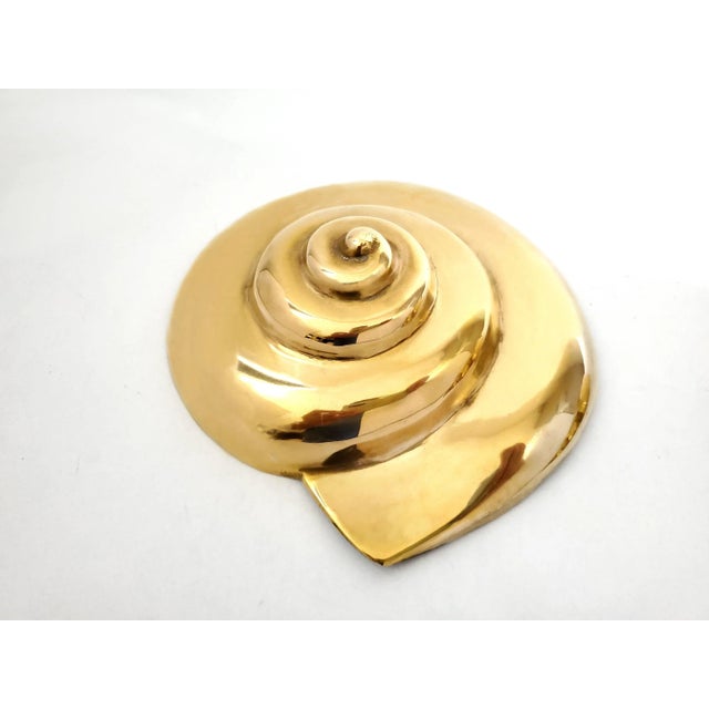 Contemporary Wall Sconces Brass Seashell Shell Pair For Sale - Image 3 of 9